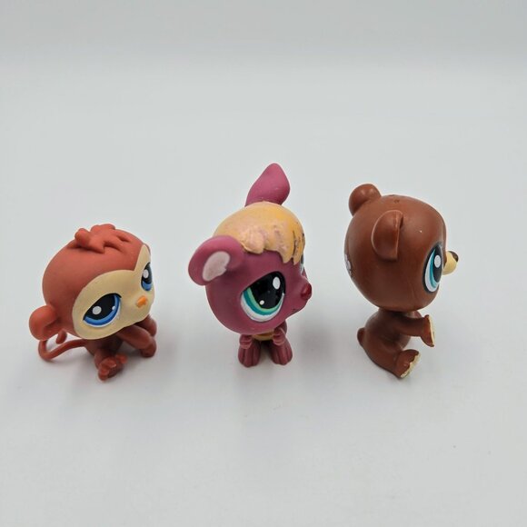 Littlest Pet Shop LPS Lot Monkey #351 Kangaroo #1524 Happy Honeyman Bear #3959 - Picture 5 of 10
